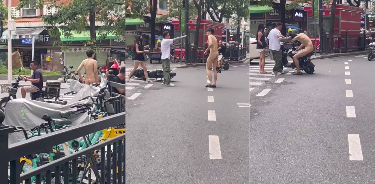 又是哪位主人发布的任务 广东广州天河惊现裸体男 马路上肆意挥动大屌