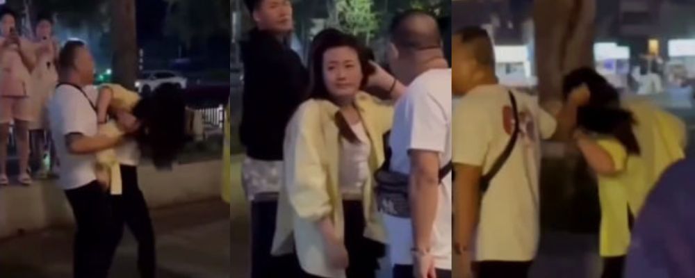 最霸气抓奸来了 郑州花园路妇女找鸭子被原配丈夫抓到 当街扒衣服公开处刑