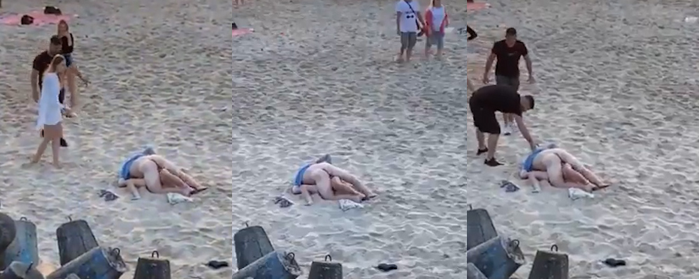 要说开放还是得看国外 波兰一对情侶海滩当众做爱被群众指骂仍然不停现场视频流出