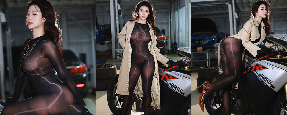 秀人网南乔变身性感的机车女郎 黑丝包裹火辣身材 巨乳在紧身皮衣下呼之欲出