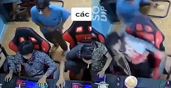 乐瓜 越南小伙在网吧打游戏被父亲发现 “电竞精神”让他即使挨揍也要把游戏打完