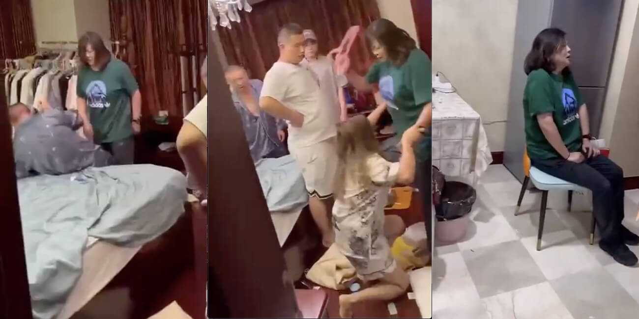 老公出轨亲侄子老婆被当场抓奸 还惊动了警察叔叔来制止 小姑娘:小姑别打了 肥水不流外人田