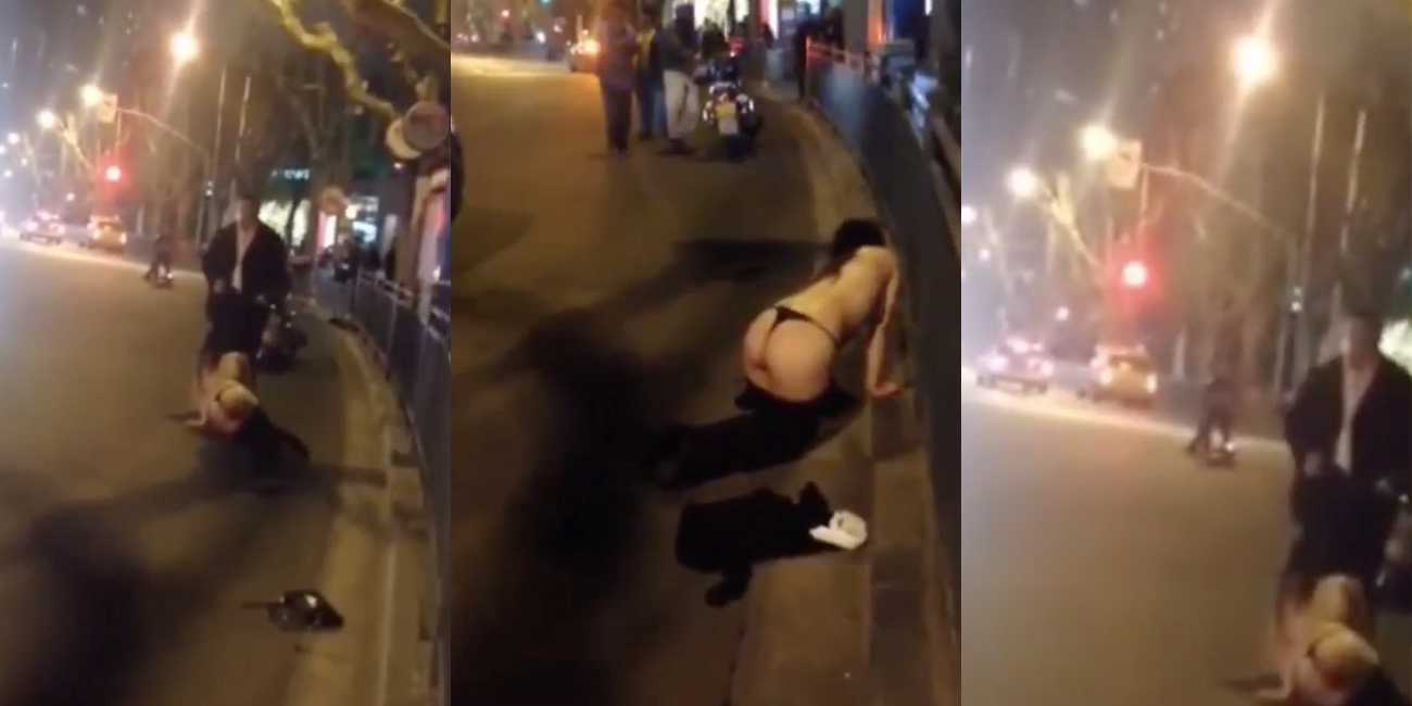 网传上海 女子脱衣服骚扰 老外 被警察带走 !!