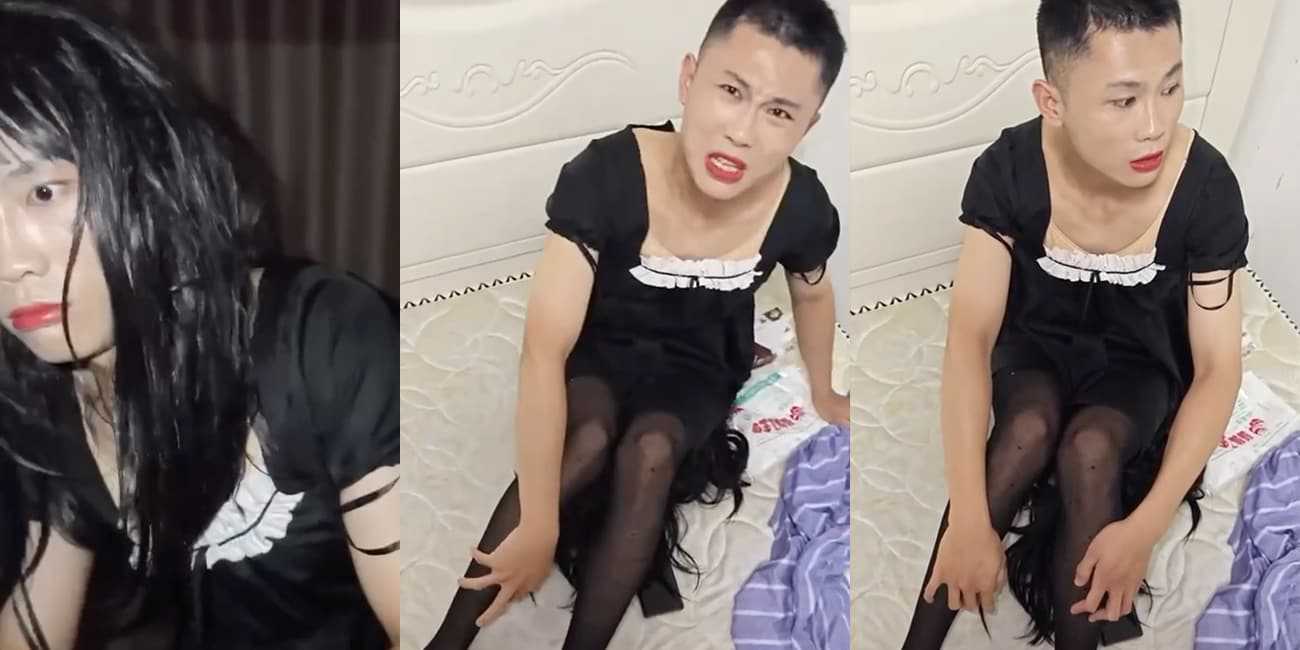 微信聊天遇仙人跳 骗小伙上门约炮 开门的却是黑丝假发女装大佬