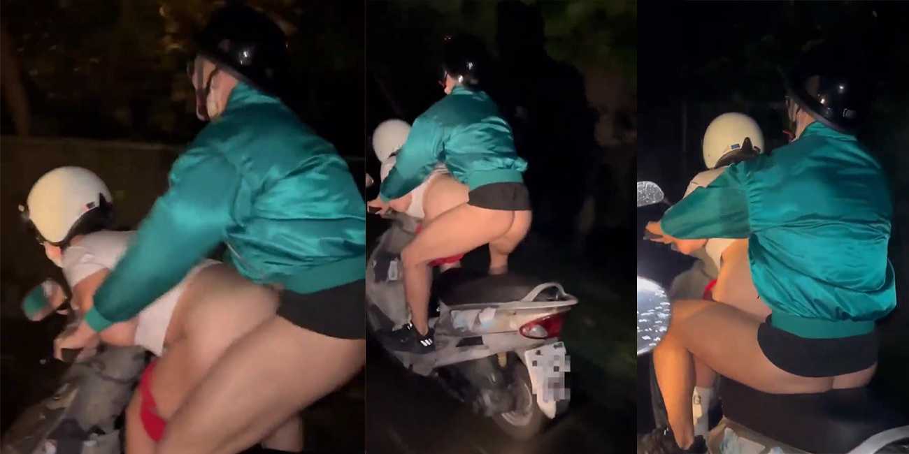 人家车震是四个轮遮风挡雨的车震 你这是什么操作??边骑电动边操逼???