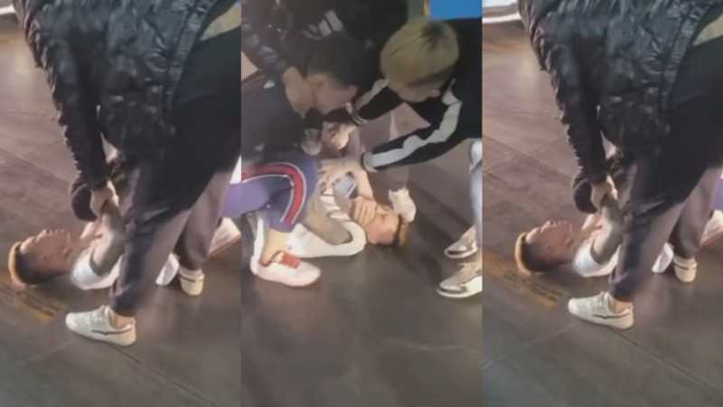 瘦猴子黄毛叫嚣185体育生 被一脚踹飞几米 现场小丑气氛拉满