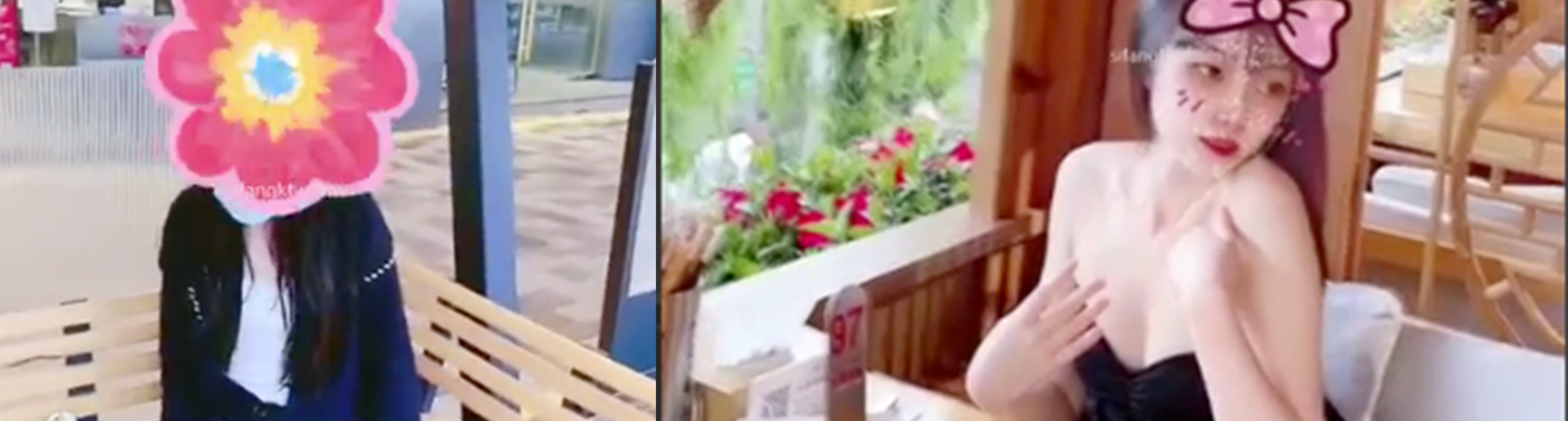 露出艺术家 娜娜 闹区饭店街边挑战各种人前露出 看着挺刺激